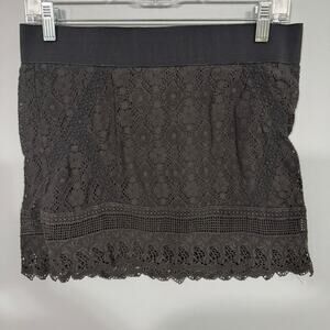 American Eagle Outfitters Dark Gray Lace Overlay Mini Skirt Women's Size 6